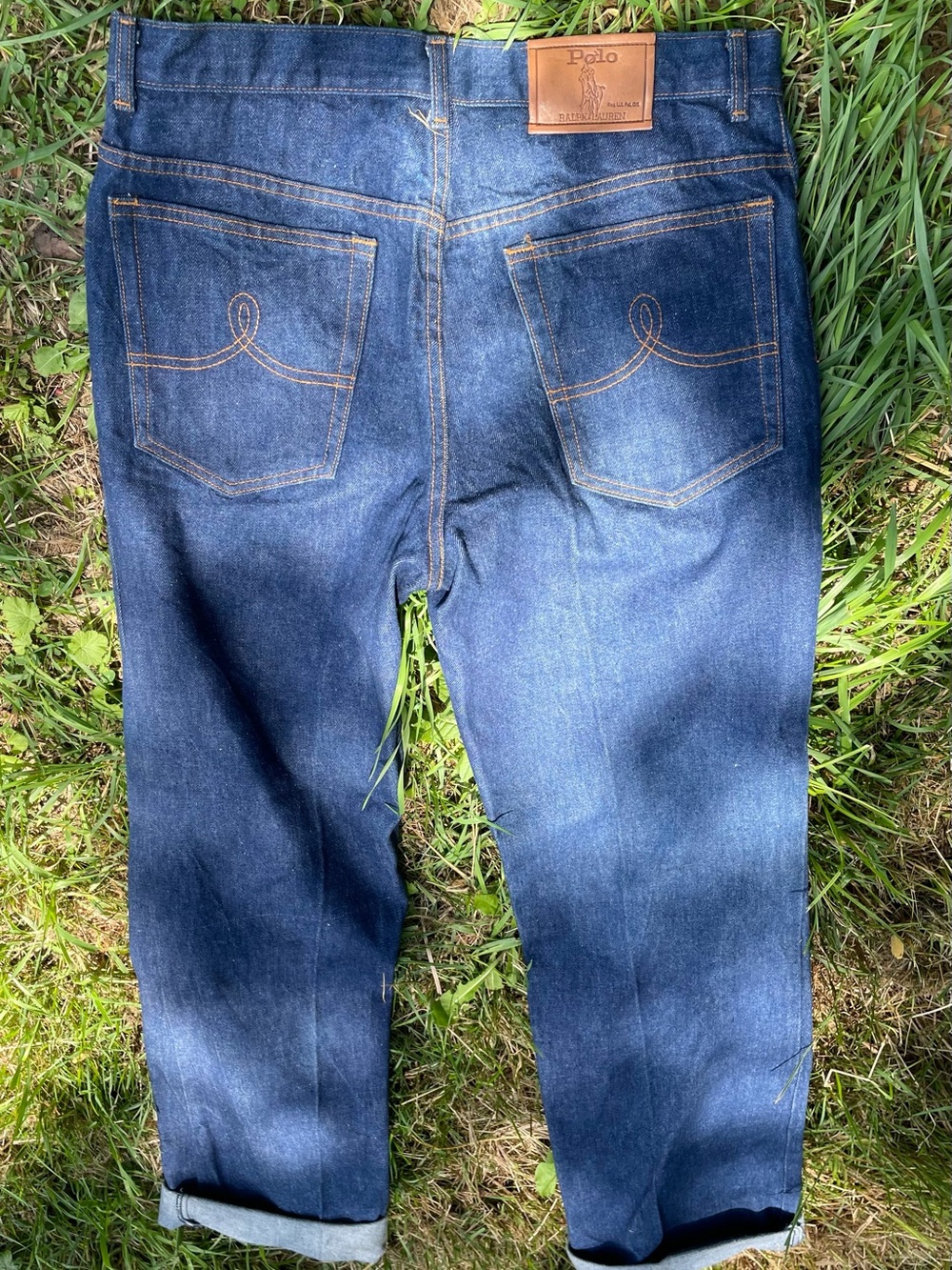 Vintage 1984 Polo Ralph Lauren Straight Jeans Dark Indigo Denim Loop Pockets - Picture 4 of 7